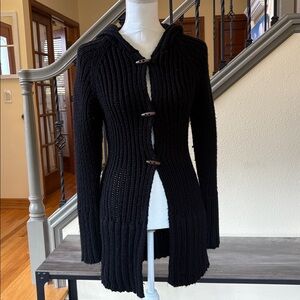 Guess Hooded Long Black Sweater Size Small
